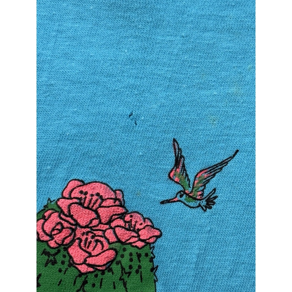 Vintage Arizona Blue T Shirt 90s XL Cactus Puff Print Crewneck Single Stitch - Picture 4 of 8